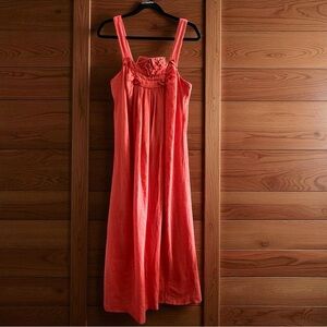 Max Studio Vibrant Coral Linen Lightweight Maxi Dress in Small